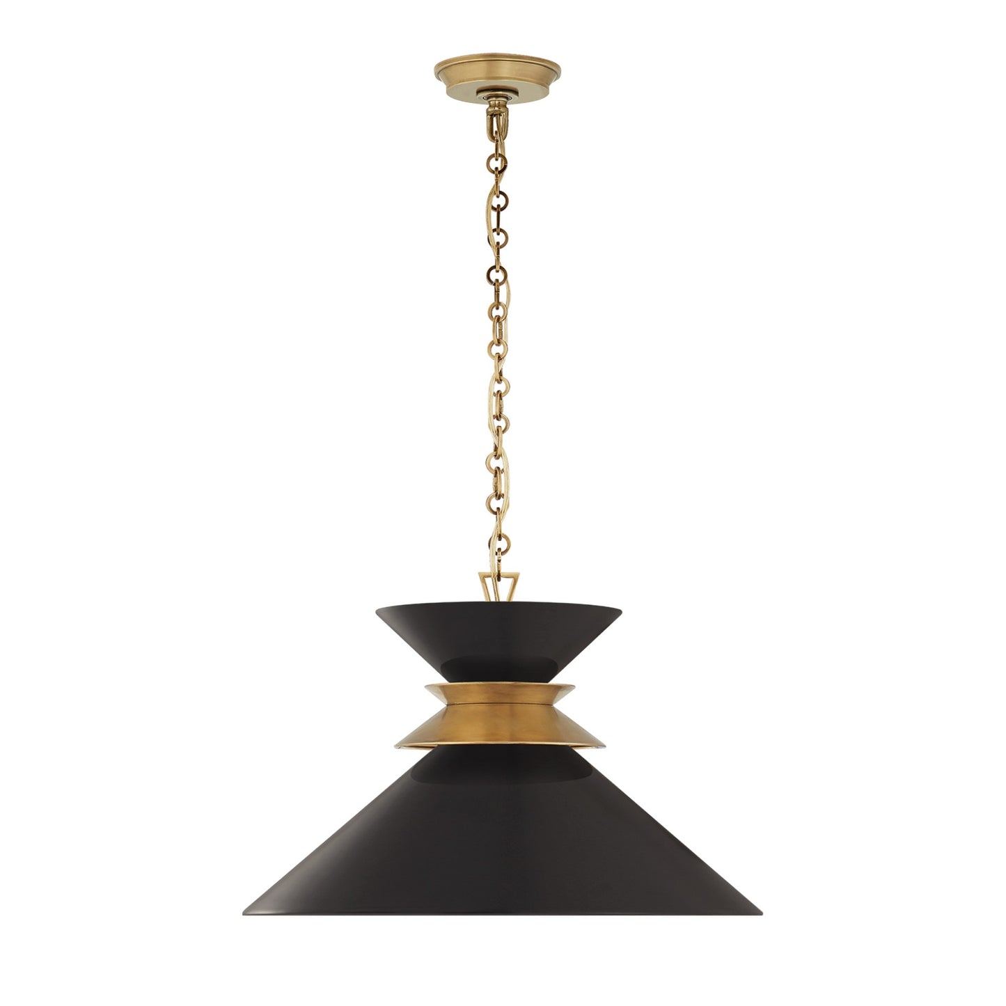 E. F. Chapman Alborg Large Stacked Pendant Light - White & Polished Nickel Pendant Light Bloomingdales Lighting Black  