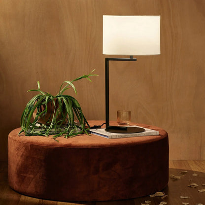Alessia Cotton Shade Table Lamp - Satin Black Table Lamp Mayfield Lighting