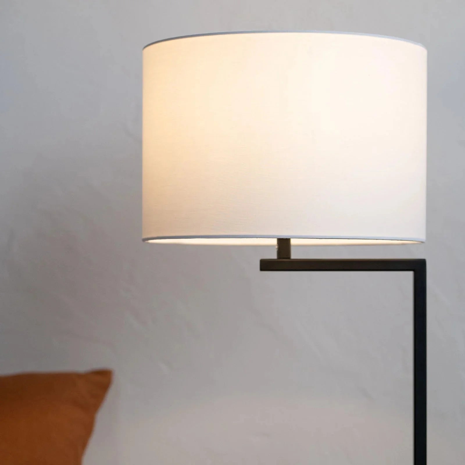 Alessia Cotton Shade Table Lamp - Satin Black Table Lamp Mayfield Lighting