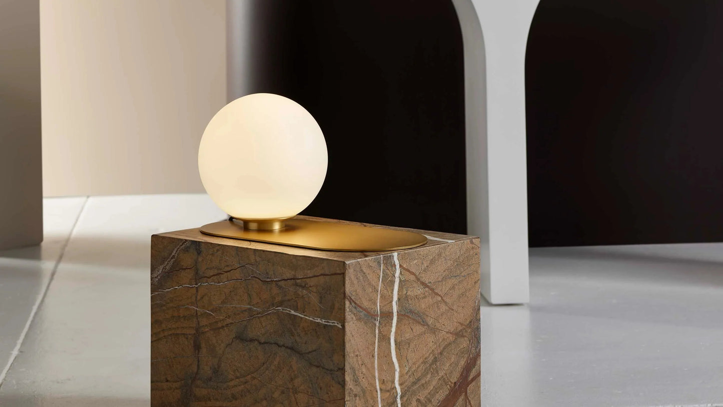 Anders Frosted Glass Desk Lamp - Satin Brass Desk Lamp Mayfield Lighting