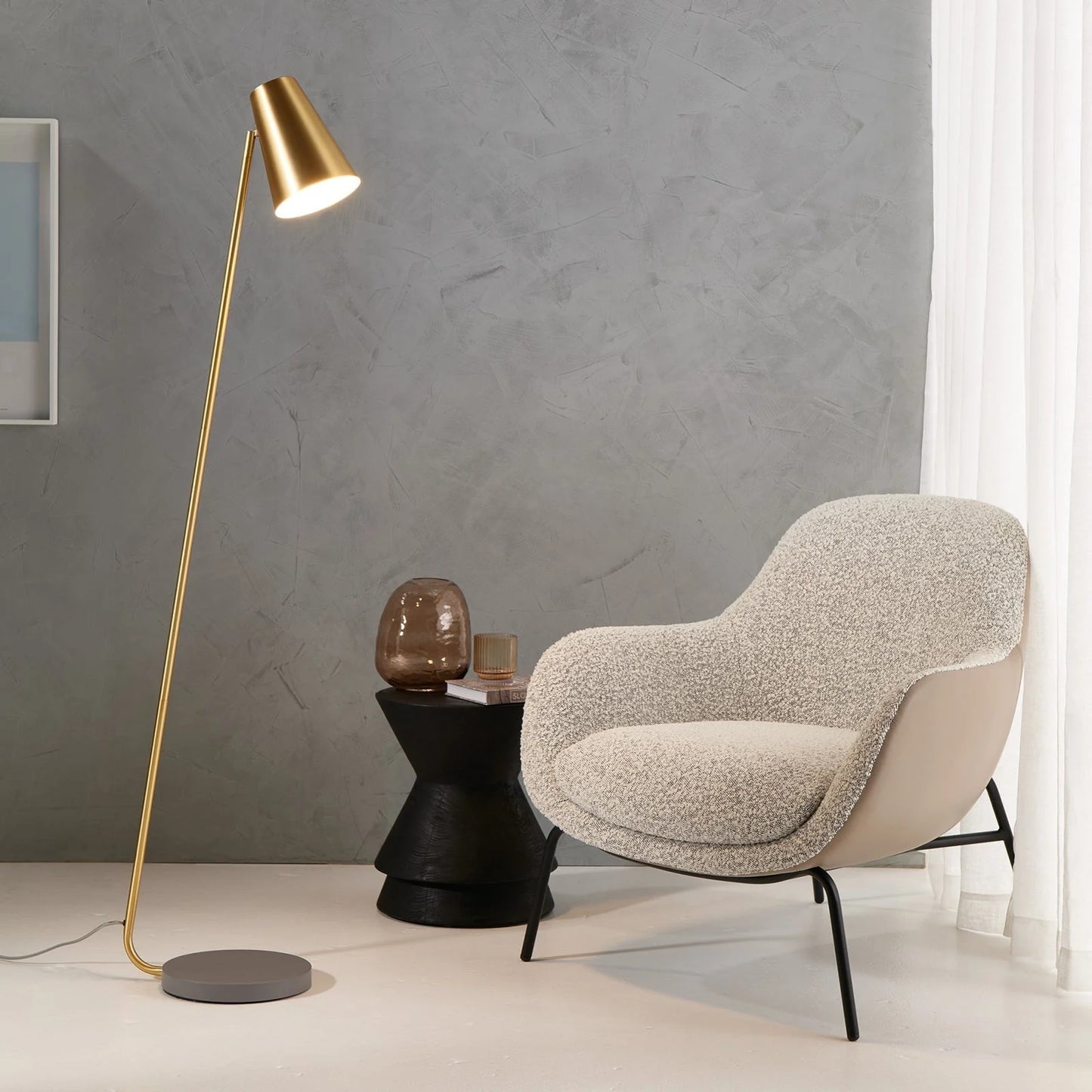 Arlen Adjustable Shade Floor Lamp - Satin Brass Floor Lamp Mayfield Lighting