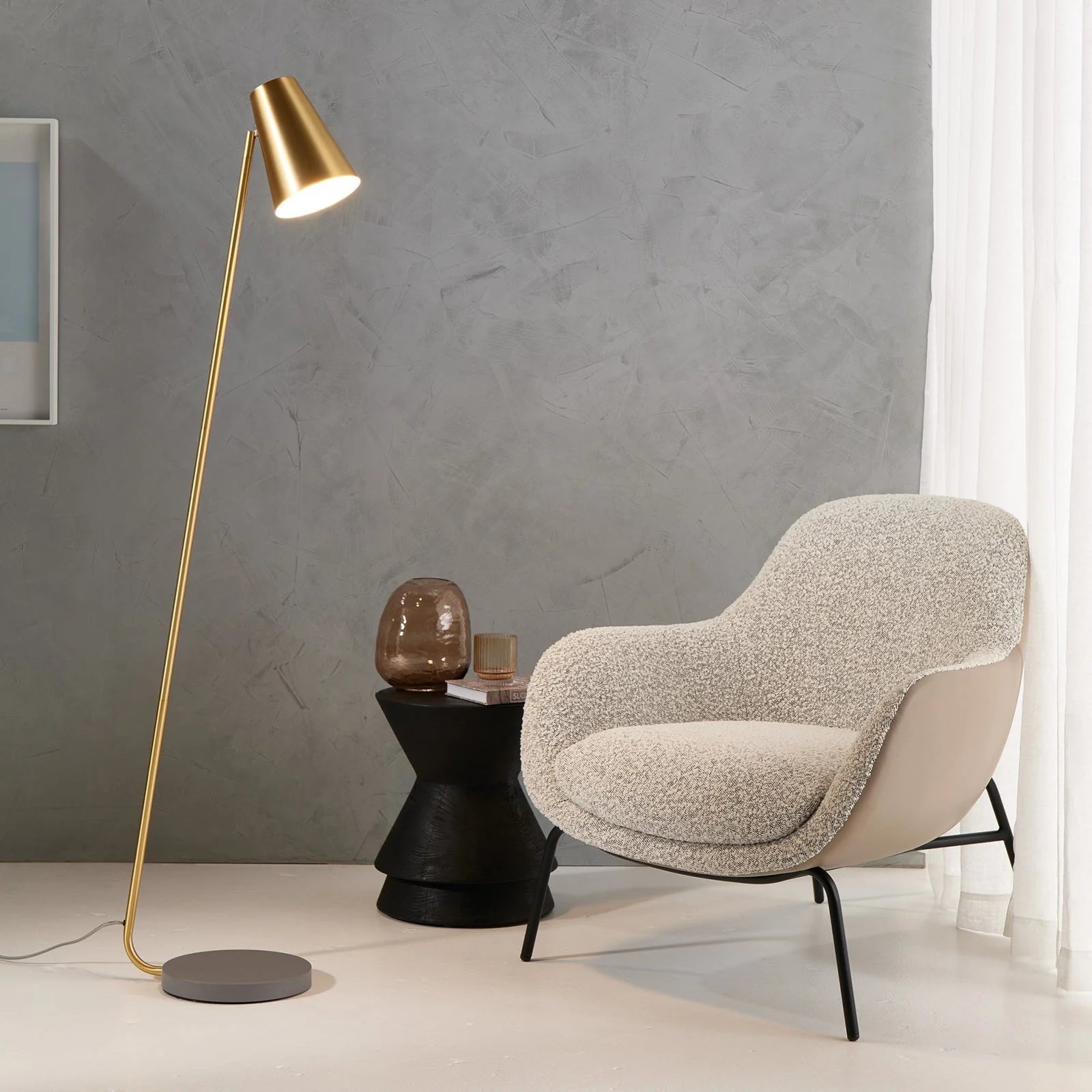 Arlen Adjustable Shade Floor Lamp - Satin Brass Floor Lamp Mayfield Lighting