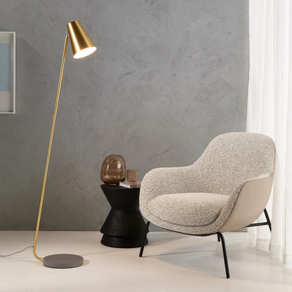 Arlen Adjustable Shade Floor Lamp - Satin Brass Floor Lamp Mayfield Lighting