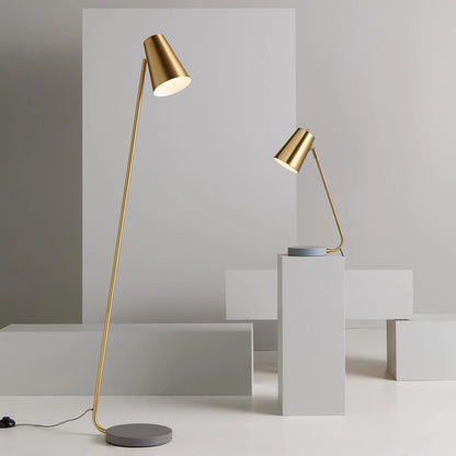 Arlen Adjustable Shade Floor Lamp - Satin Brass Floor Lamp Mayfield Lighting