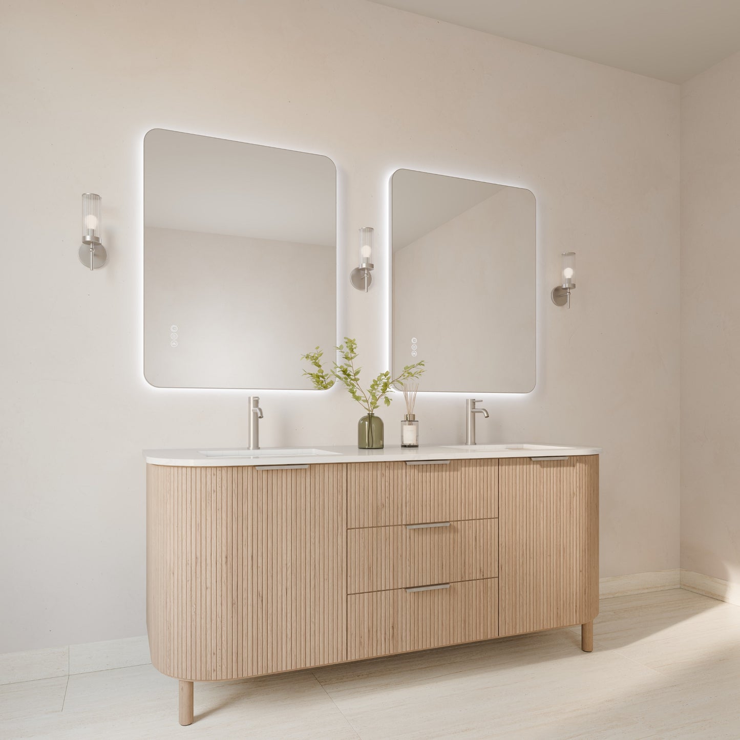 Asta Framed Rectangular LED Bathroom Mirror Mirror Lumixe 900 x 700mm Brushed Nickel Bluetooth
