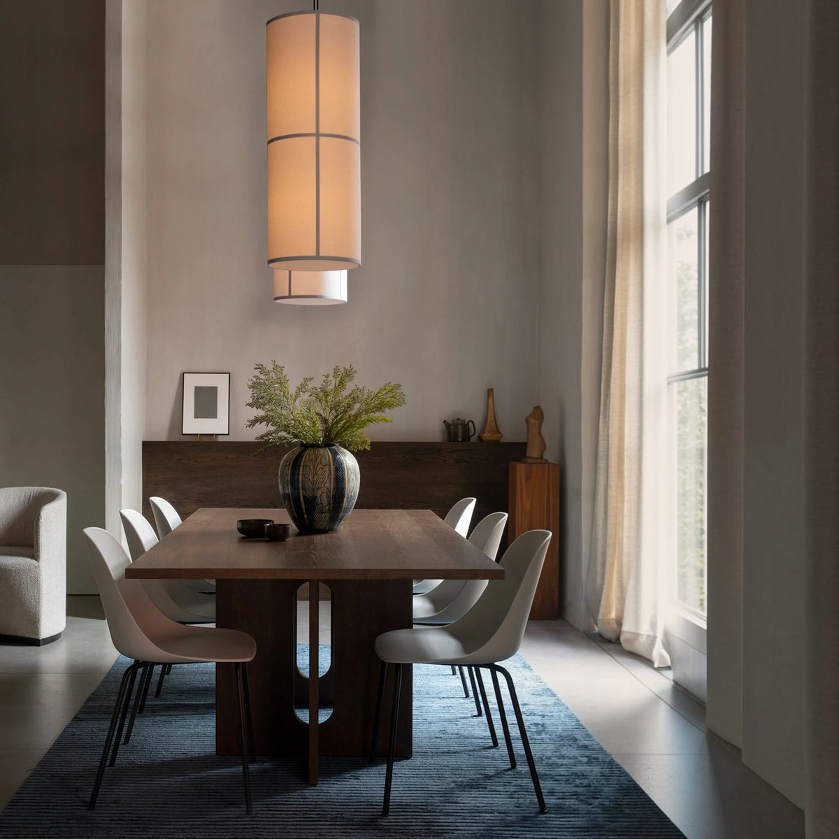 Audo CPH Hashira Large Linen Pendant Light - White Pendant Light Design Mode