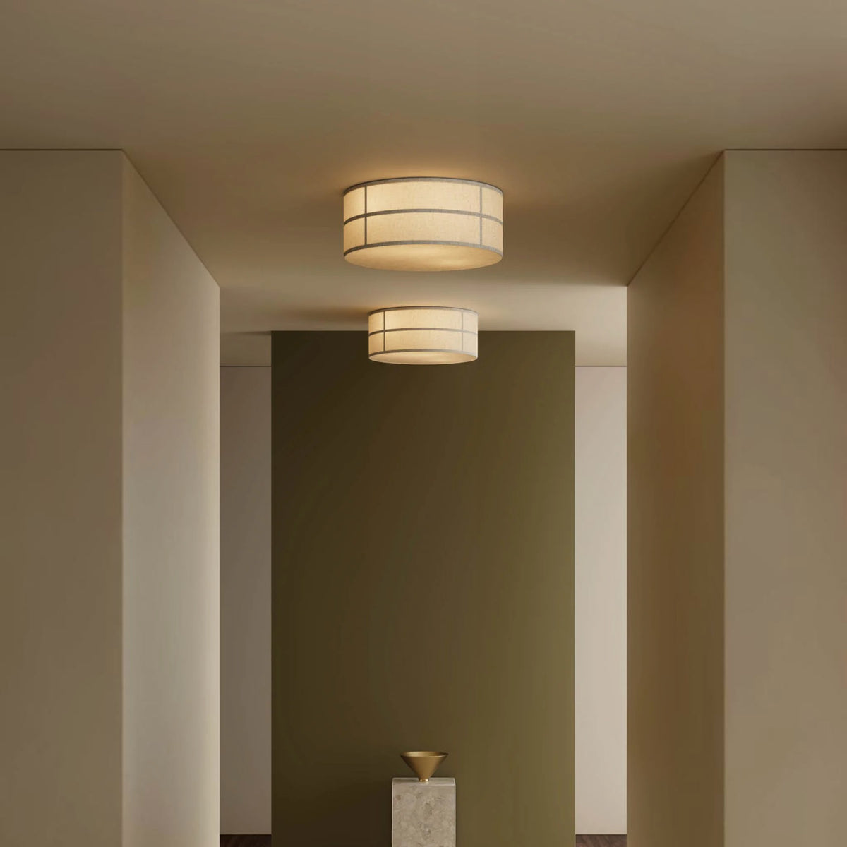 Audo CPH Hashira Linen Ceiling Light - Raw Ceiling Flush Mount Design Mode