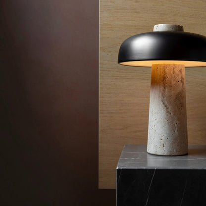 Audo CPH Reverse Travertine Stone Table Lamp - Bronzed Brass Table Lamp Design Mode