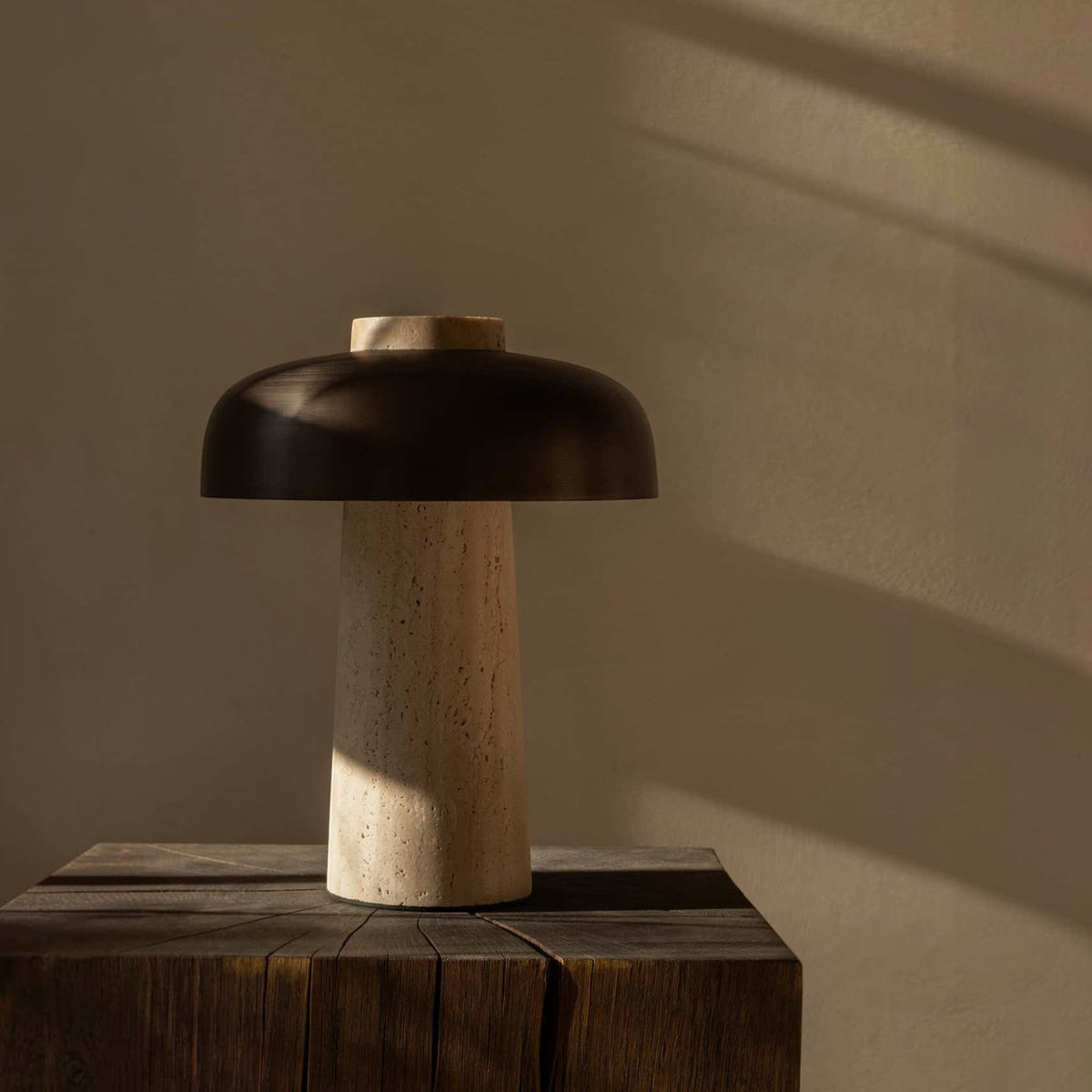 Audo CPH Reverse Travertine Stone Table Lamp - Bronzed Brass Table Lamp Design Mode