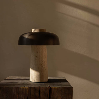Audo CPH Reverse Travertine Stone Table Lamp - Bronzed Brass Table Lamp Design Mode