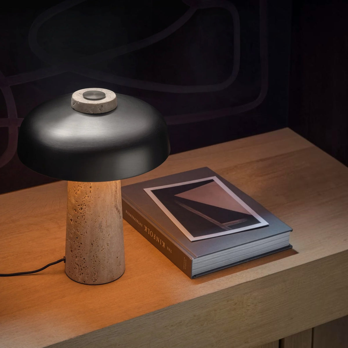 Audo CPH Reverse Travertine Stone Table Lamp - Bronzed Brass Table Lamp Design Mode