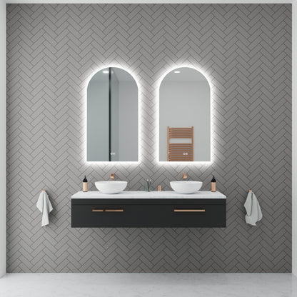 Aura Frameless Arch LED Bathroom Mirror Mirror Lumixe 900 x 550mm Standard