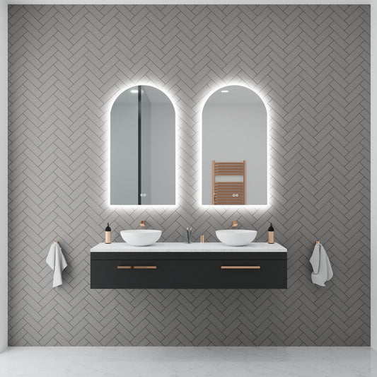 Aura Frameless Arch LED Bathroom Mirror Mirror Lumixe 900 x 550mm Standard