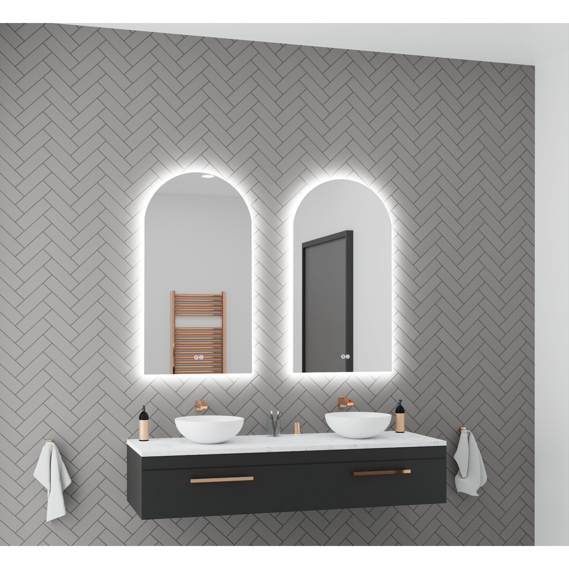Aura Frameless Arch LED Bathroom Mirror Mirror Lumixe