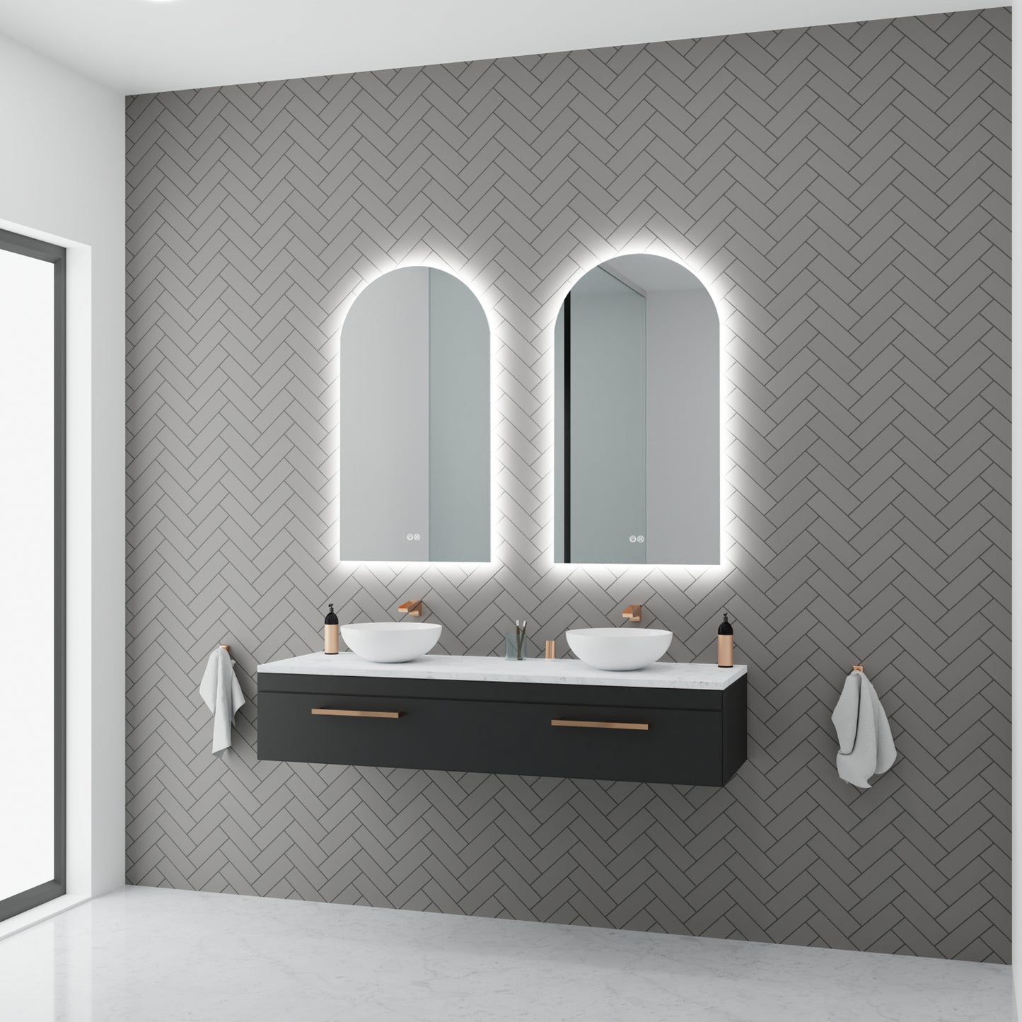 Aura Frameless Arch LED Bathroom Mirror Mirror Lumixe