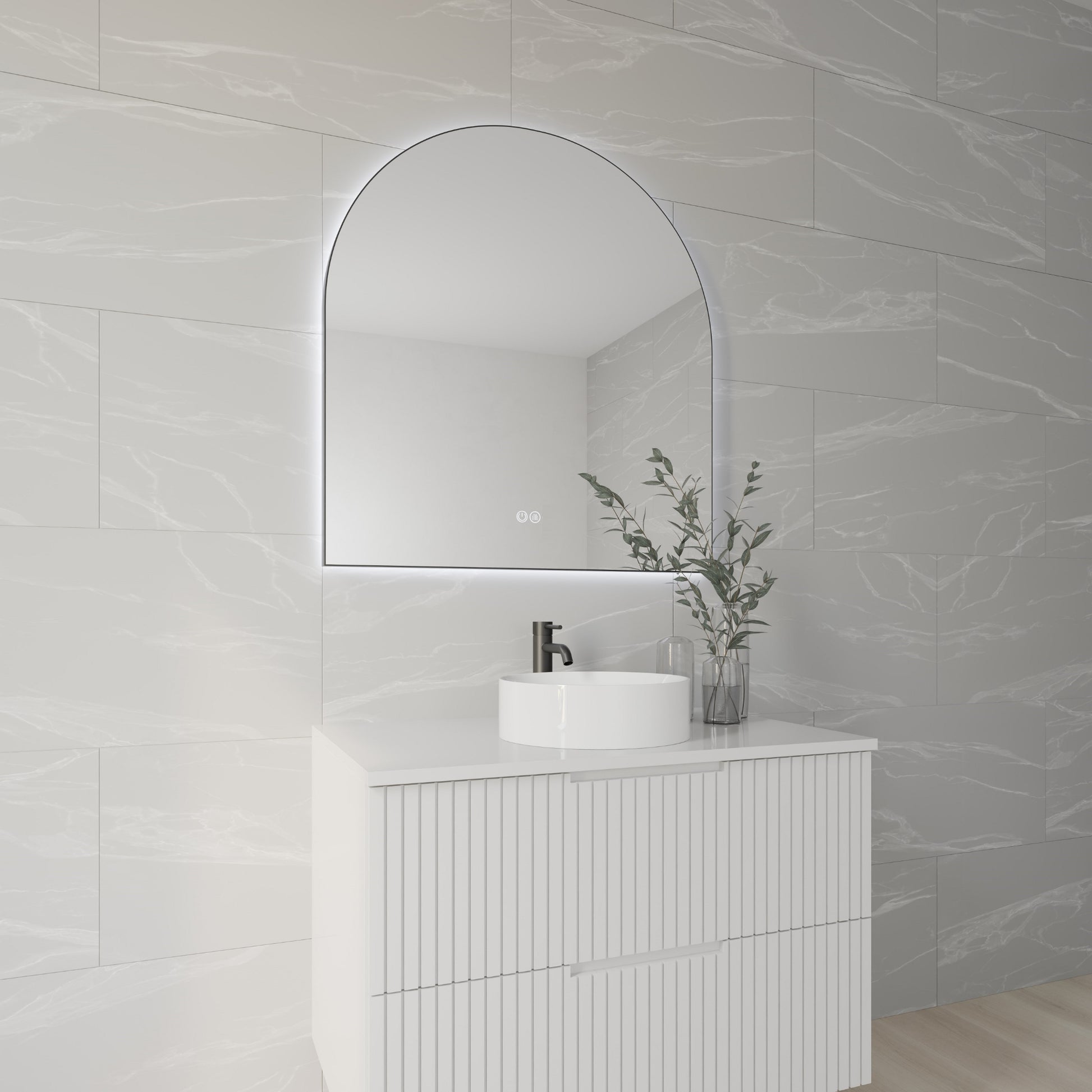 Aura Framed Arch LED Bathroom Mirror Mirror Lumixe