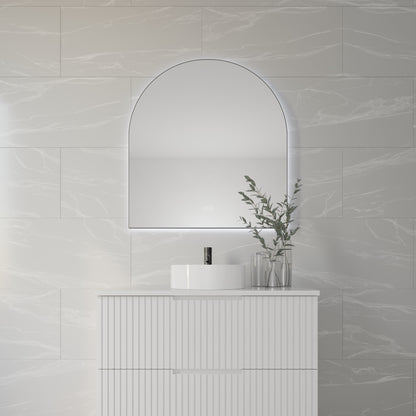 Aura Framed Arch LED Bathroom Mirror Mirror Lumixe 900 x 550mm Black Standard