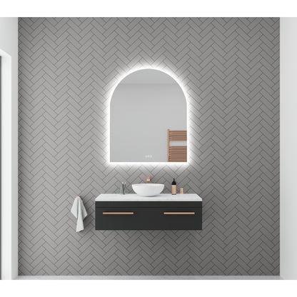 Aura Frameless Arch LED Bathroom Mirror Mirror Lumixe 850 x 800mm Bluetooth