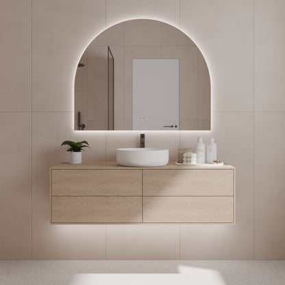 Aura Frameless Arch LED Bathroom Mirror Mirror Lumixe 1100 x 900mm Wave Sensored
