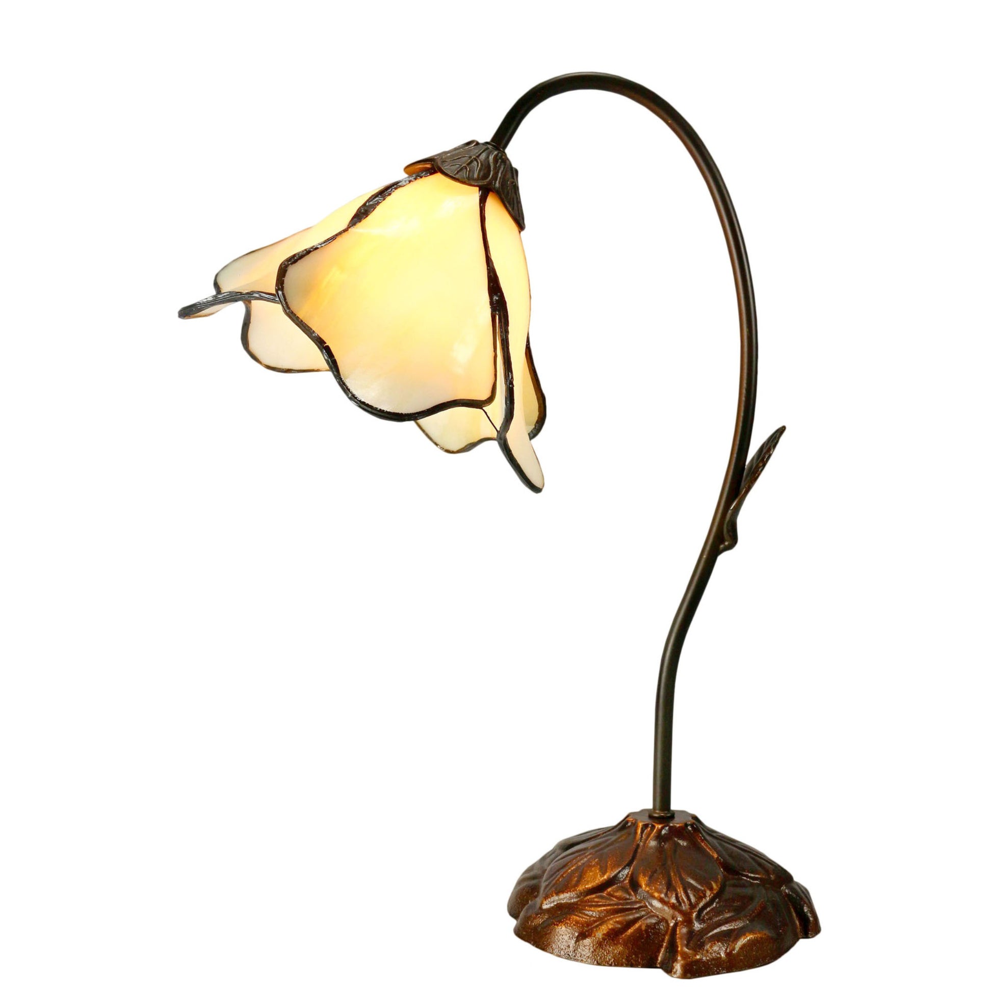 Beige Single Lotus Tiffany Stained Glass Table Lamp Table Lamp G&G Bros