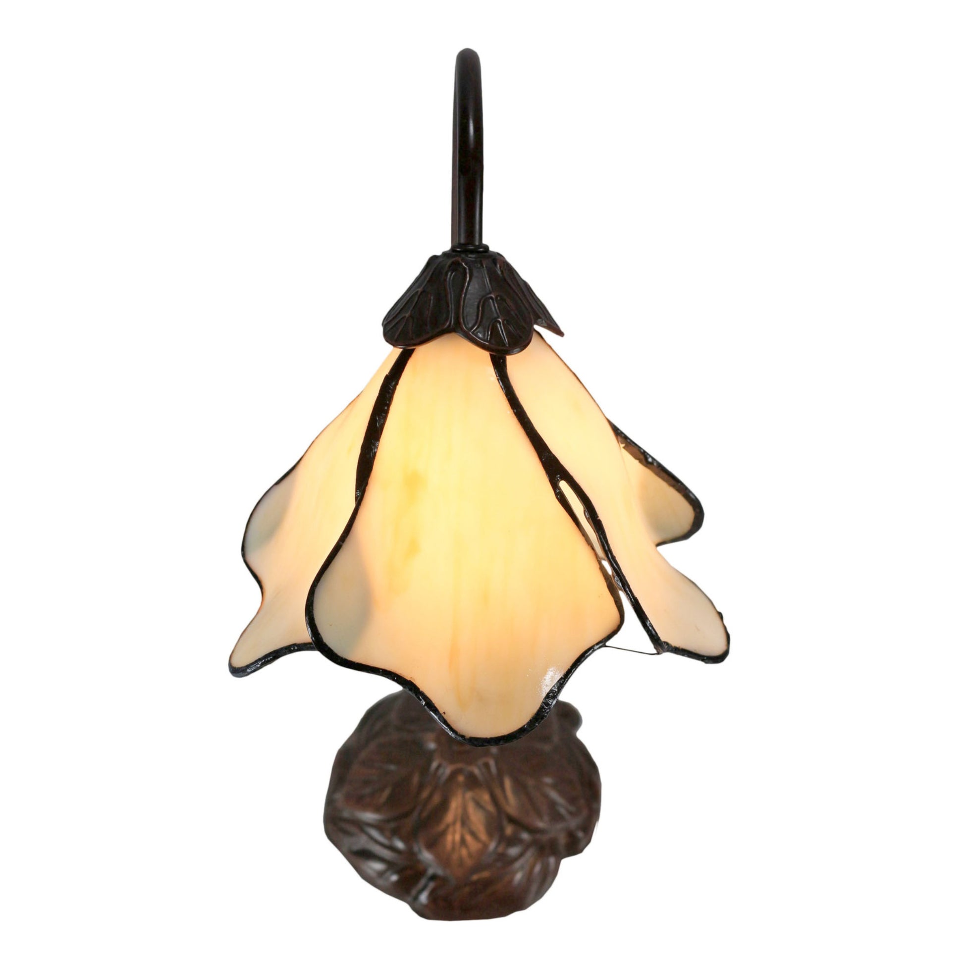 Beige Single Lotus Tiffany Stained Glass Table Lamp Table Lamp G&G Bros