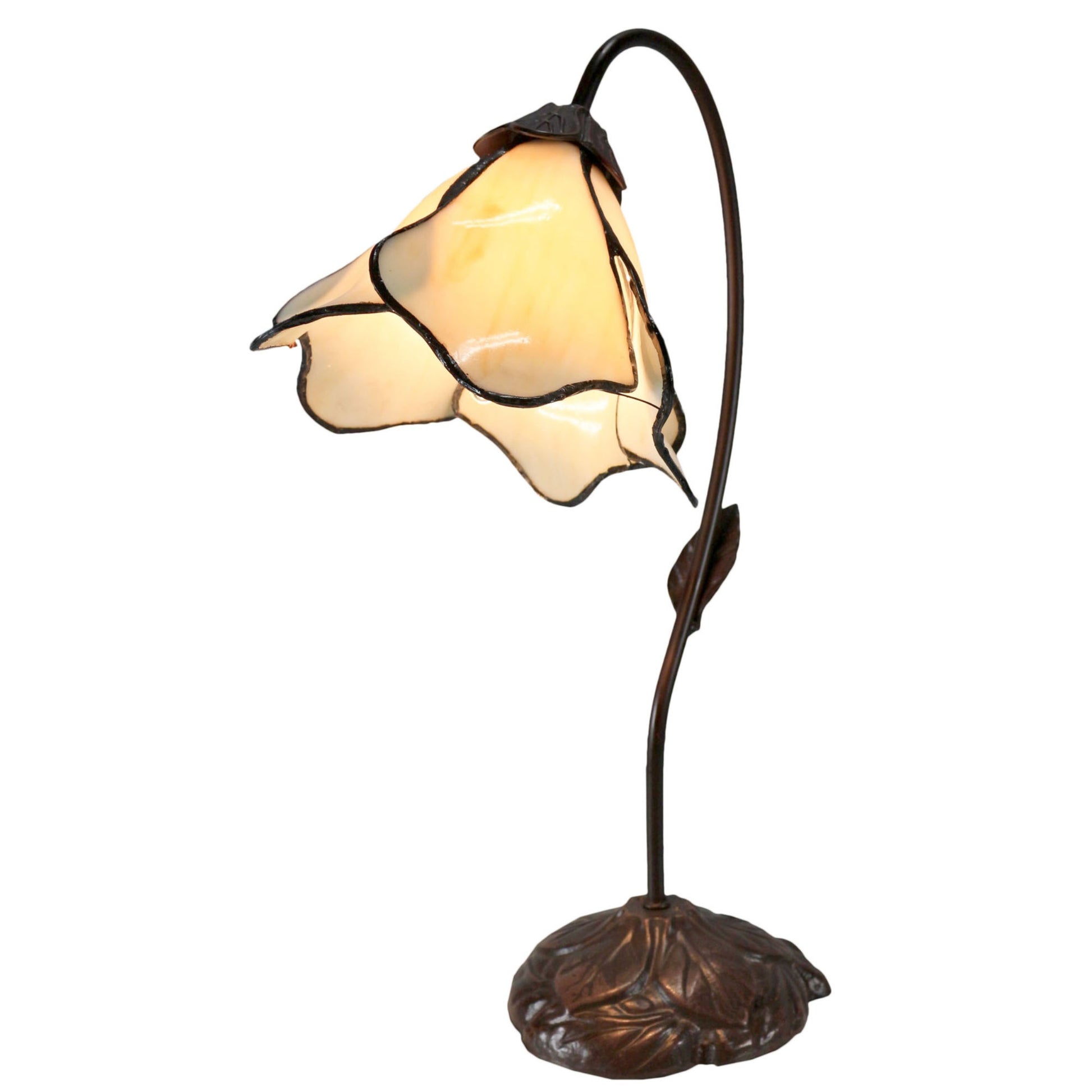 Beige Single Lotus Tiffany Stained Glass Table Lamp Table Lamp G&G Bros