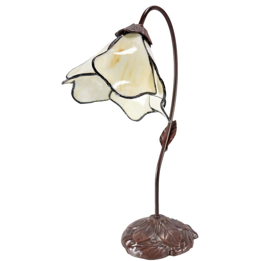 Beige Single Lotus Tiffany Stained Glass Table Lamp Table Lamp G&G Bros Beige