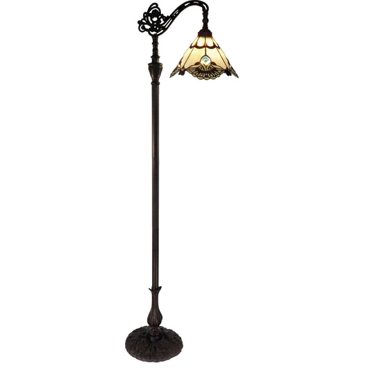 Benita Beige Edwardian Stained Glass Floor Lamp Floor Lamp G&G Bros