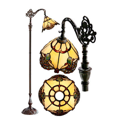 Benita Beige Edwardian Stained Glass Floor Lamp Floor Lamp G&G Bros