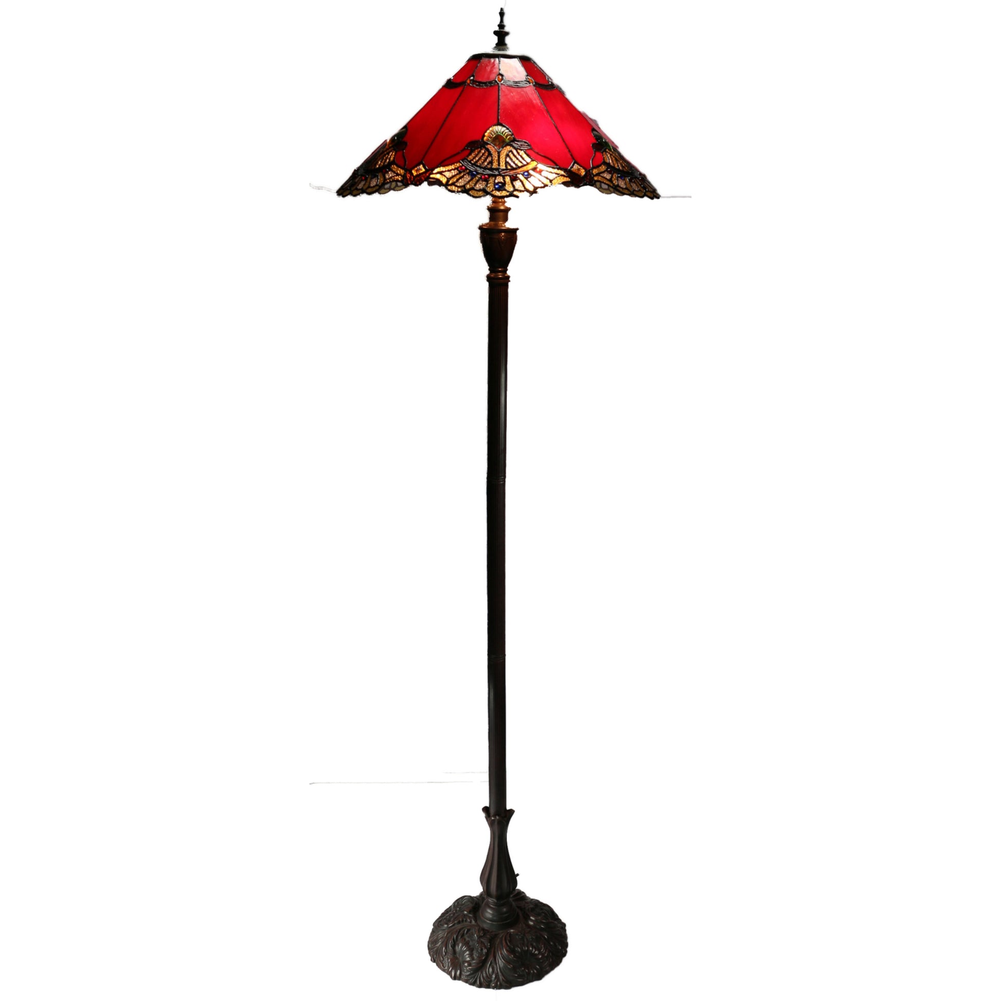 Benita Red Stained Glass Floor Lamp Floor Lamp G&G Bros