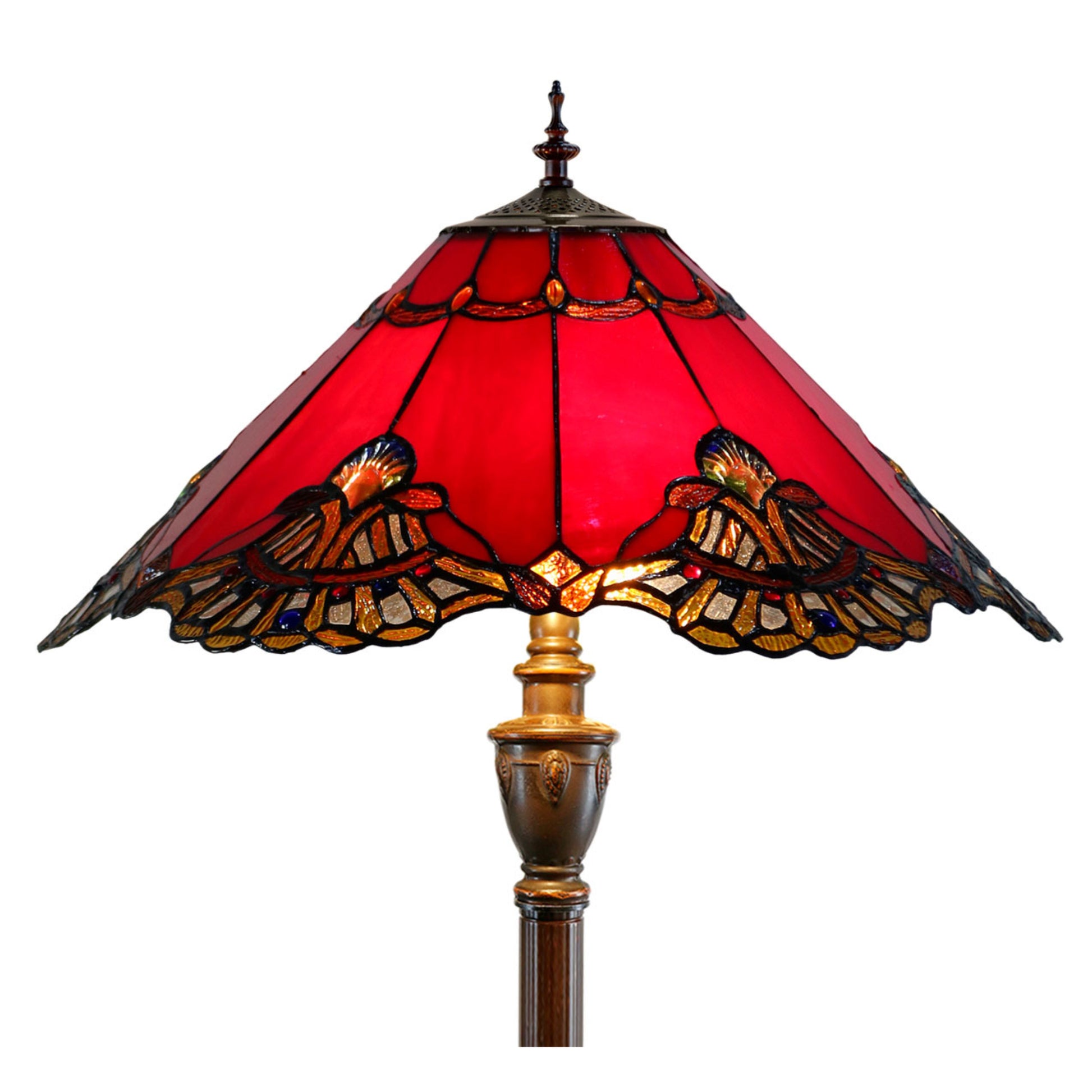 Benita Red Stained Glass Floor Lamp Floor Lamp G&G Bros