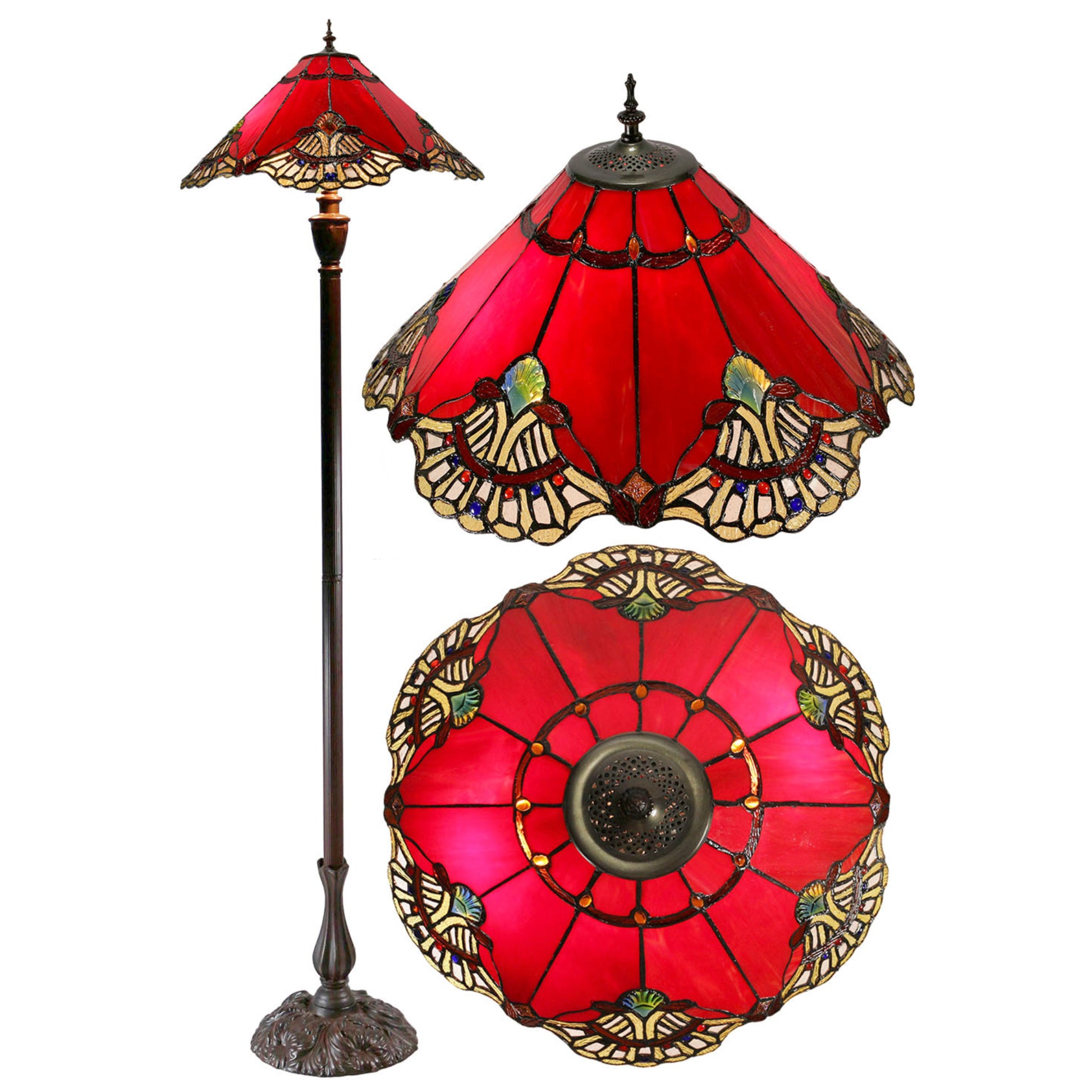 Benita Red Stained Glass Floor Lamp Floor Lamp G&G Bros