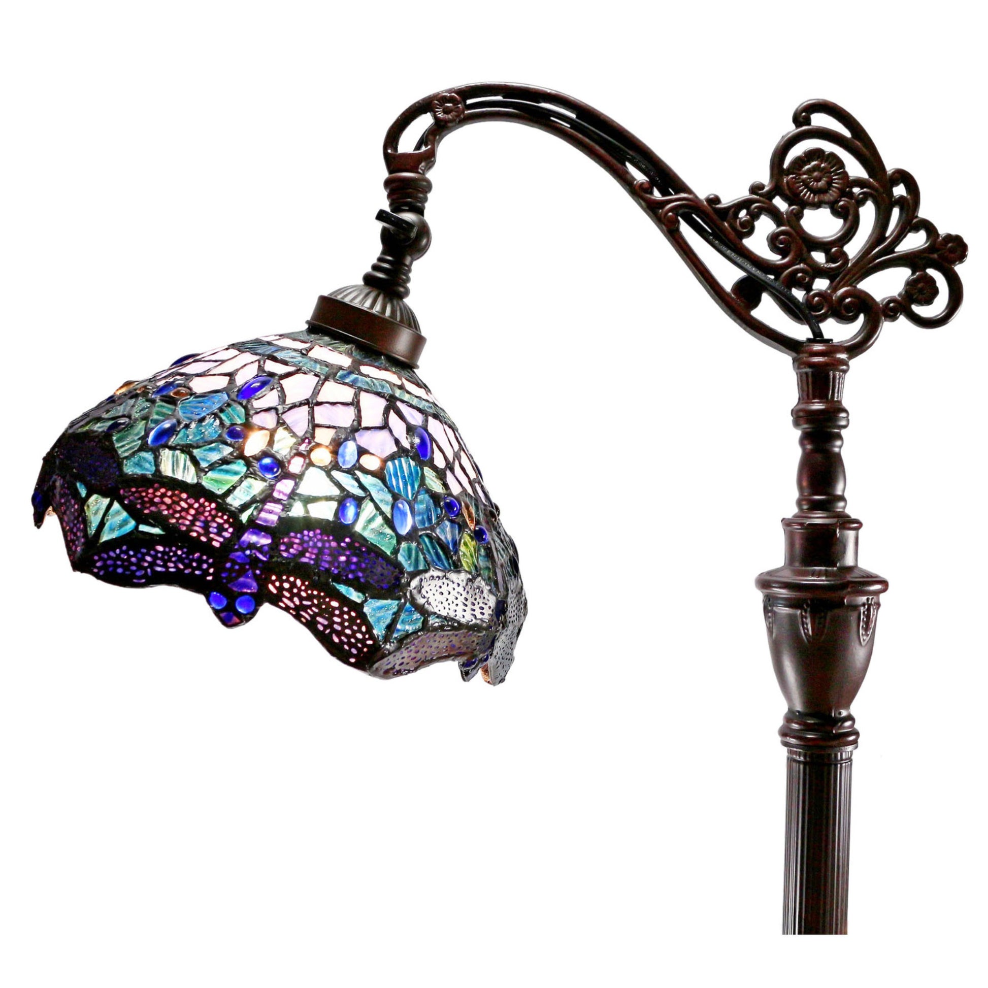 Blue Dragonfly Edwardian Stained Glass Floor Lamp Floor Lamp G&G Bros