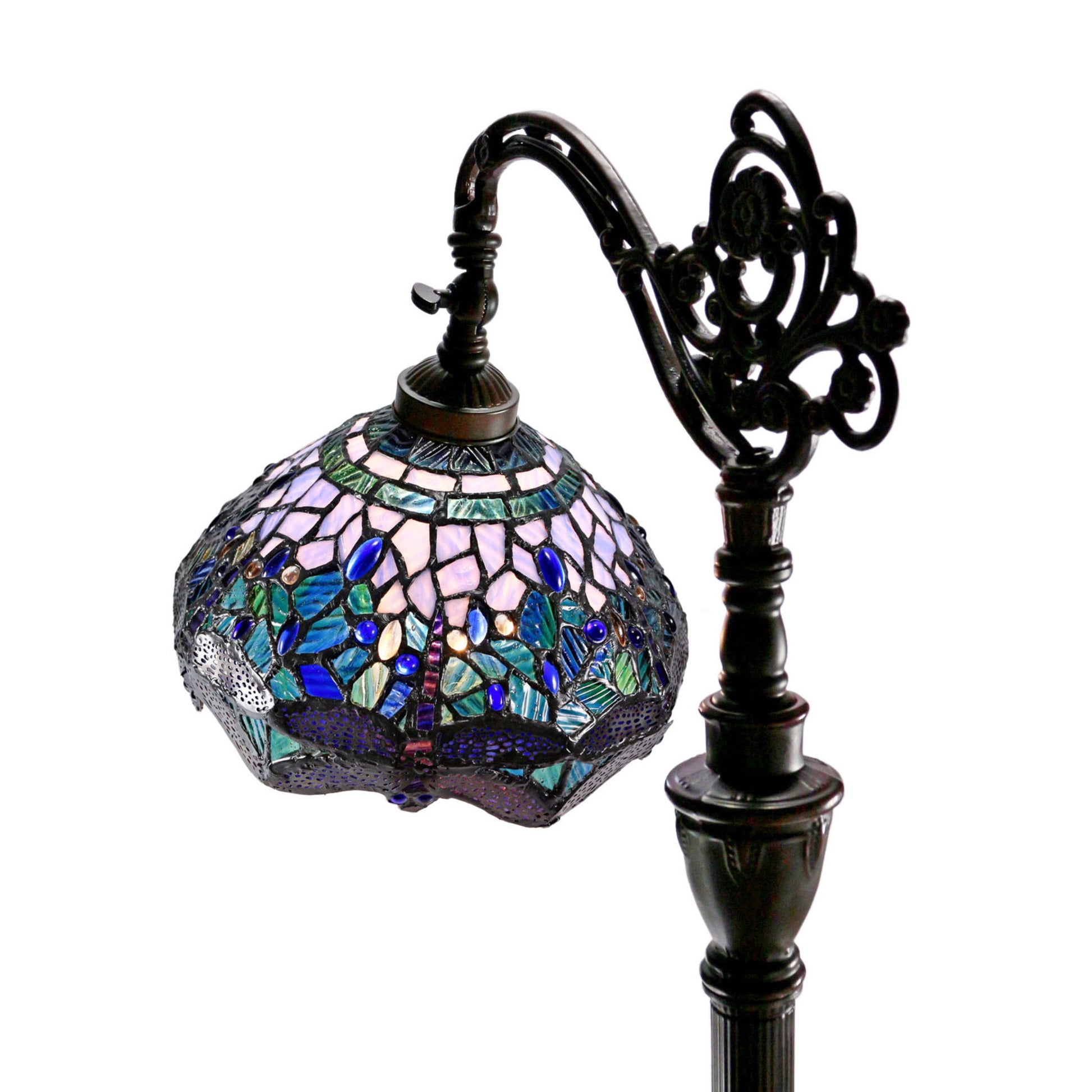 Blue Dragonfly Edwardian Stained Glass Floor Lamp Floor Lamp G&G Bros