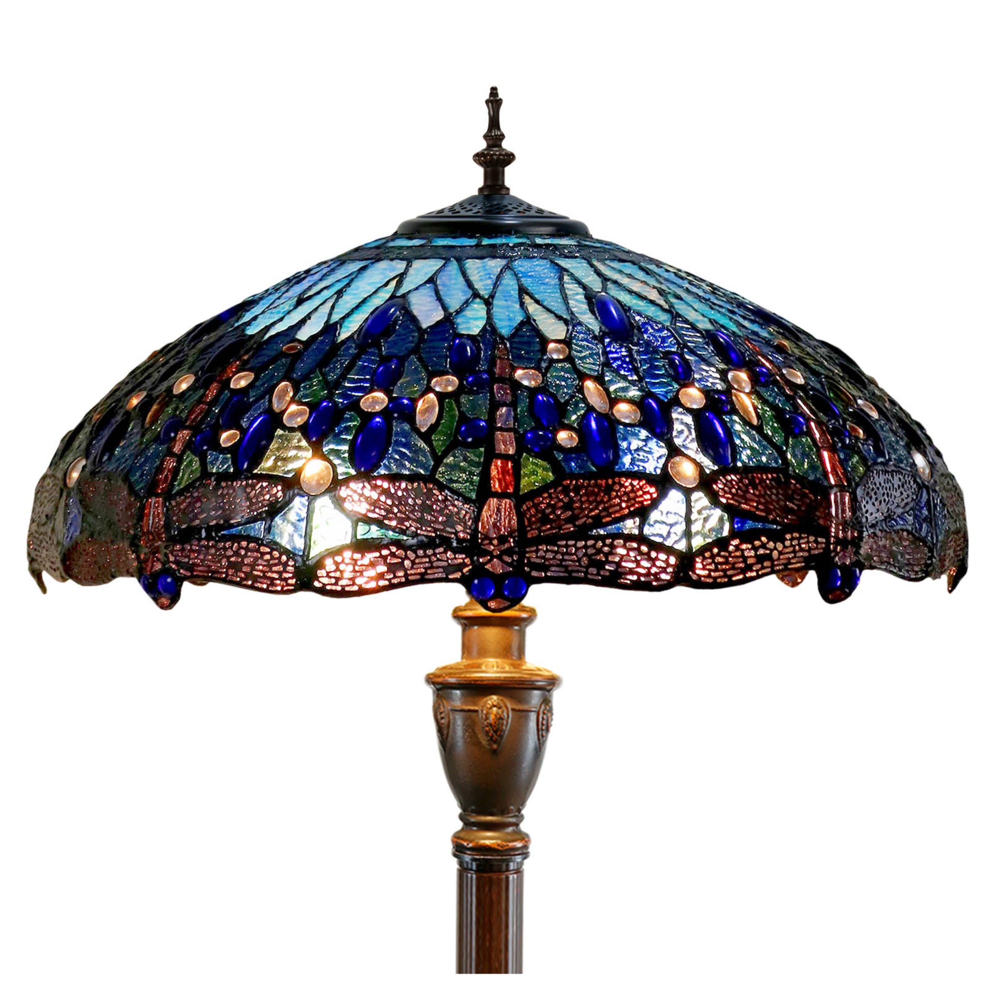 Blue Dragonfly Stained Glass Floor Lamp Floor Lamp G&G Bros