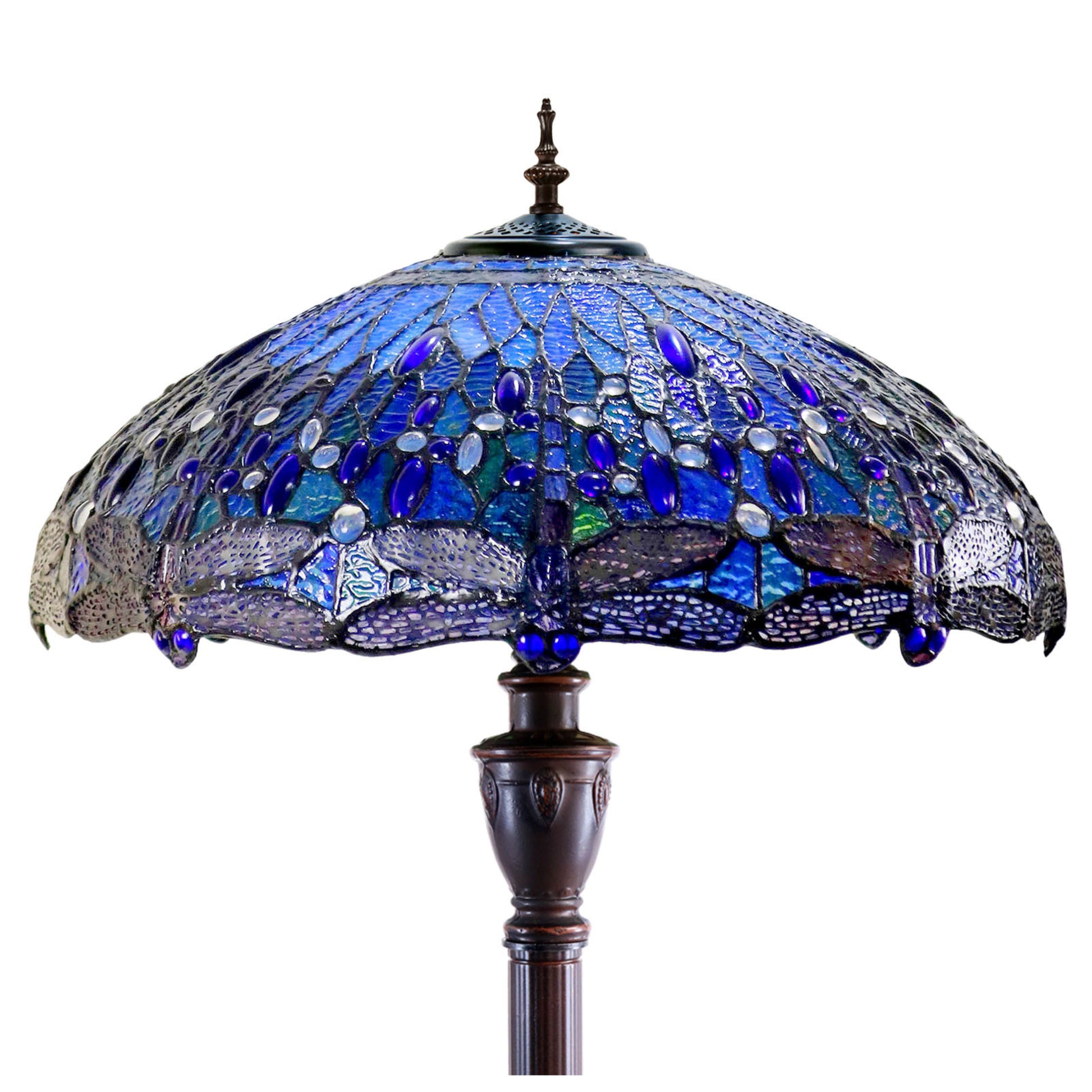 Blue Dragonfly Stained Glass Floor Lamp Floor Lamp G&G Bros