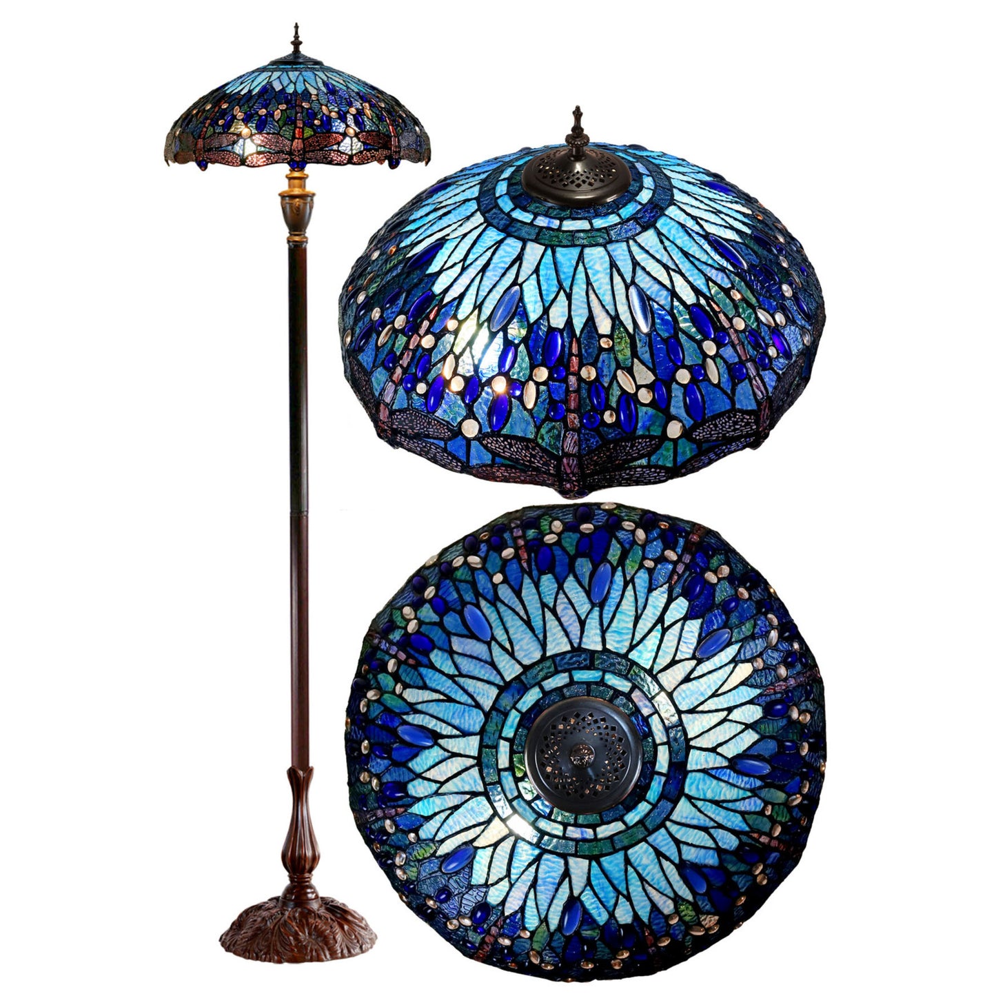 Blue Dragonfly Stained Glass Floor Lamp Floor Lamp G&G Bros