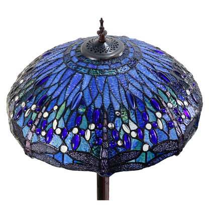 Blue Dragonfly Stained Glass Floor Lamp Floor Lamp G&G Bros
