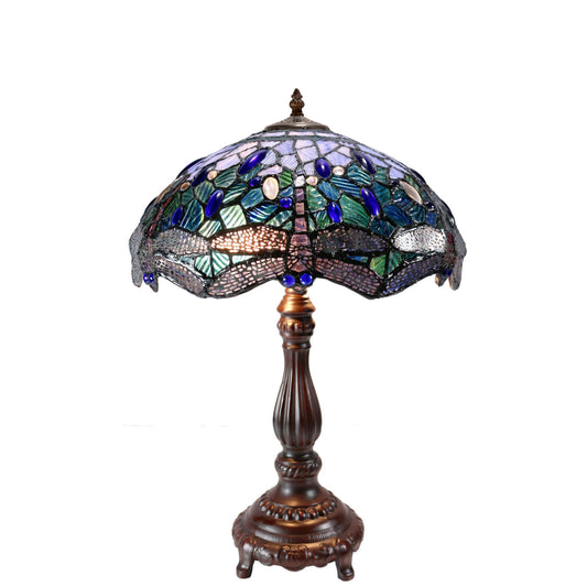 Blue Dragonfly Stained Glass Table Lamp Table Lamp G&G Bros