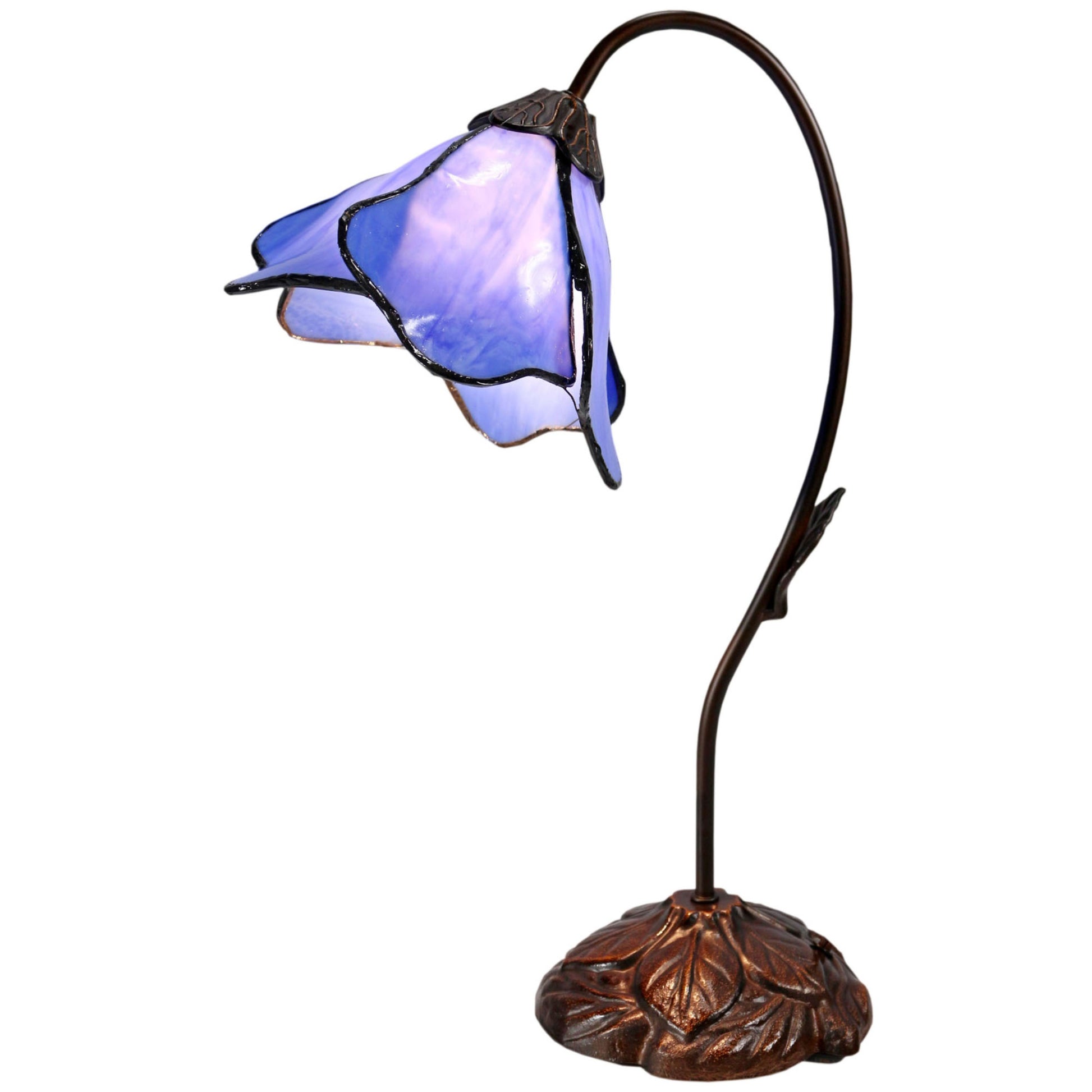 Blue Single Lotus Tiffany Stained Glass Table Lamp Table Lamp G&G Bros