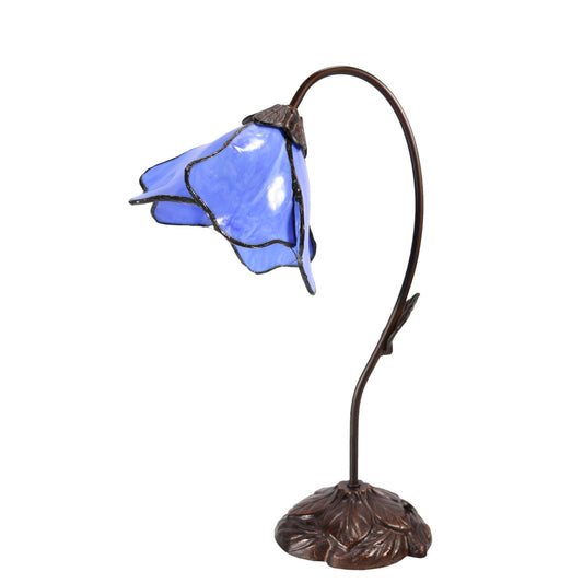 Blue Single Lotus Tiffany Stained Glass Table Lamp Table Lamp G&G Bros Blue