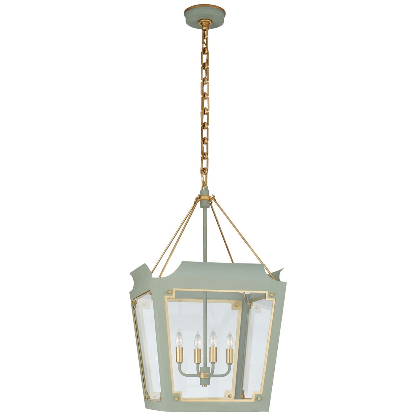 Julie Neill Caddo Medium Gild Lantern Pendant Light - Matte Black Pendant Light Bloomingdales Lighting Celadon  