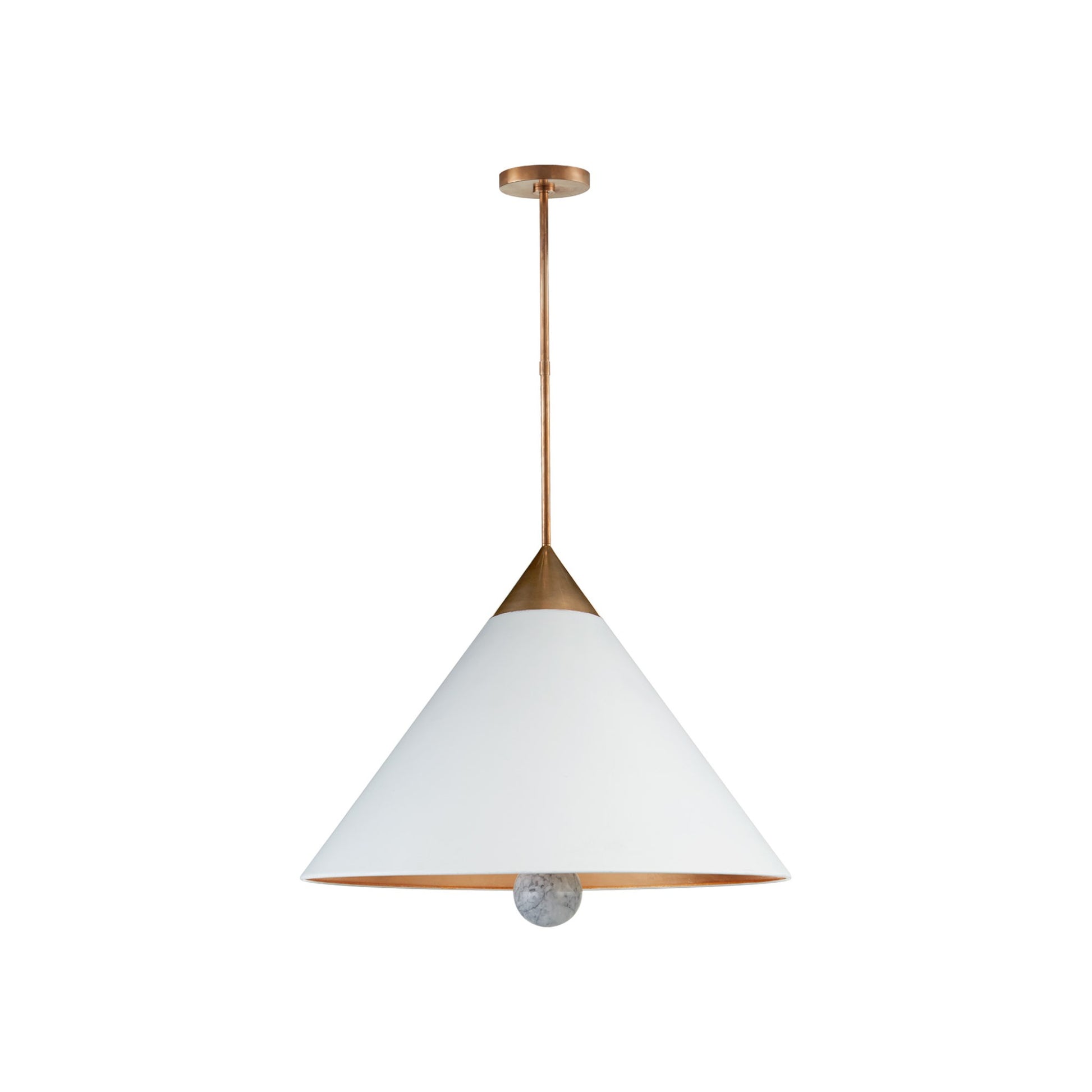 Kelly Wearstler Cleo Small Ceramic Pendant Light - White and Brass Pendant Light Bloomingdales Lighting Large  