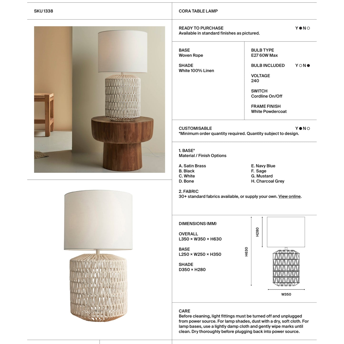 Cora White Woven Table Lamp Table Lamp Mayfield Lighting