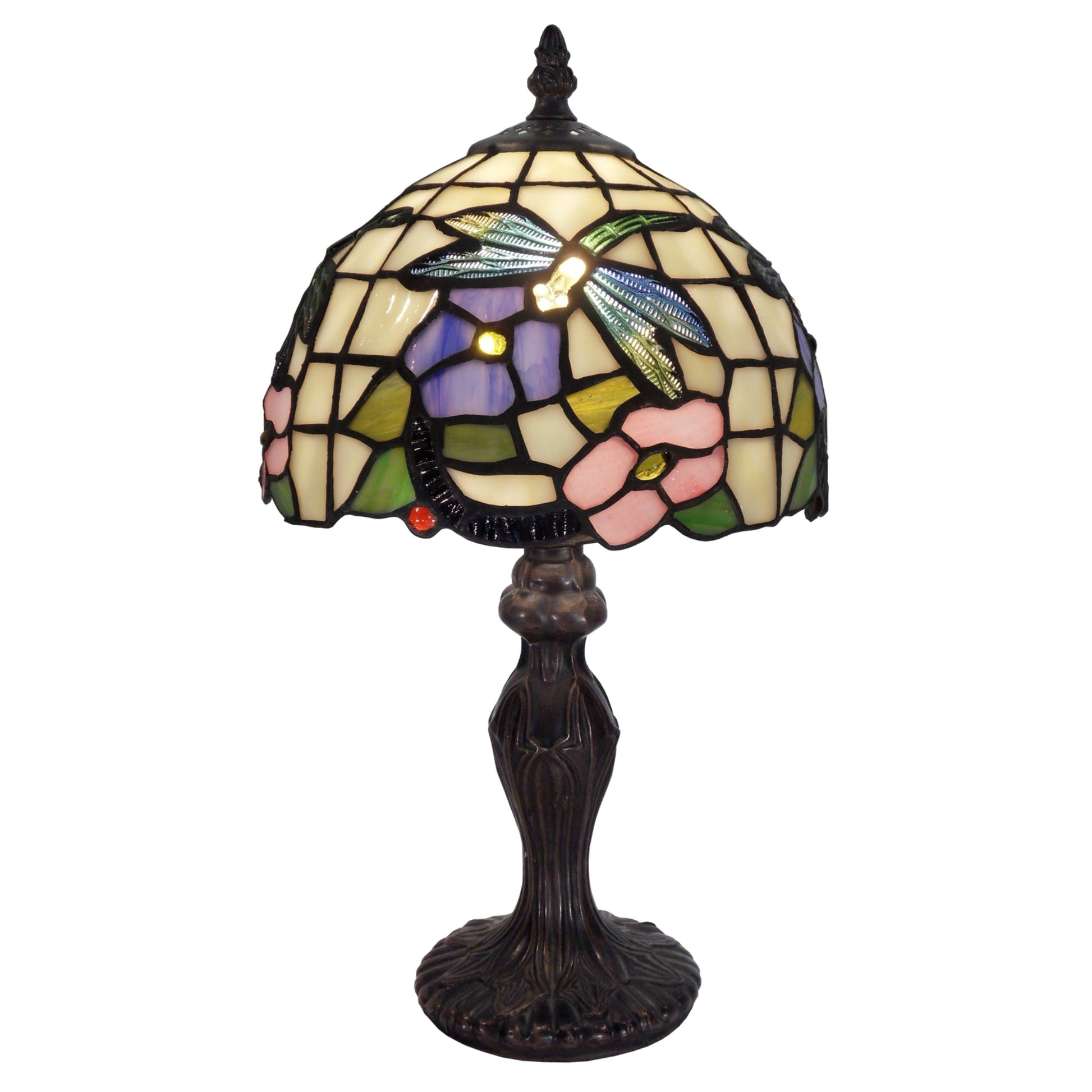 Crystal Dragonfly Stained Glass Table Lamp Table Lamp G&G Bros Small