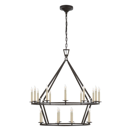 Chapman & Myers Darlana Medium Aged Iron Two-Tier Chandelier Pendant Light Bloomingdales Lighting   