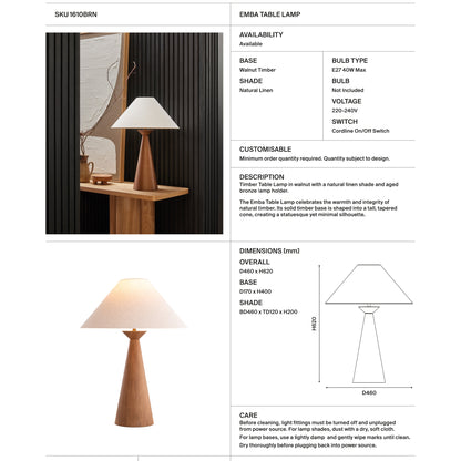 Emba Timber Tall Table Lamp Table Lamp Mayfield Lighting