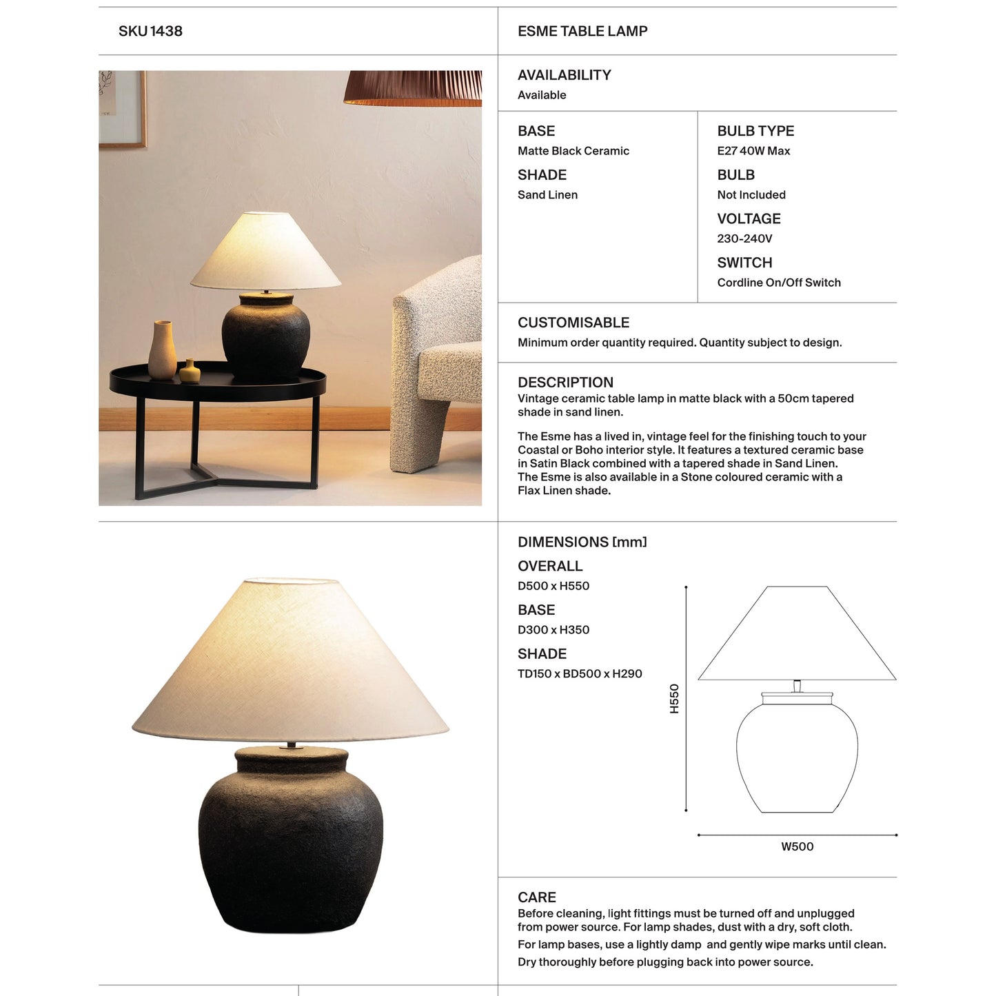Esme Ceramic Table Lamp Table Lamp Mayfield Lighting