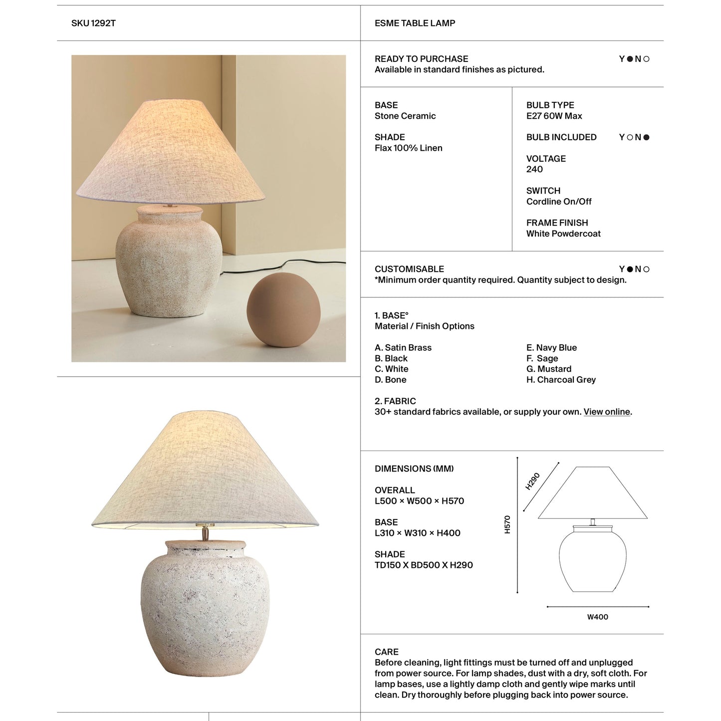 Esme Ceramic Table Lamp Table Lamp Mayfield Lighting