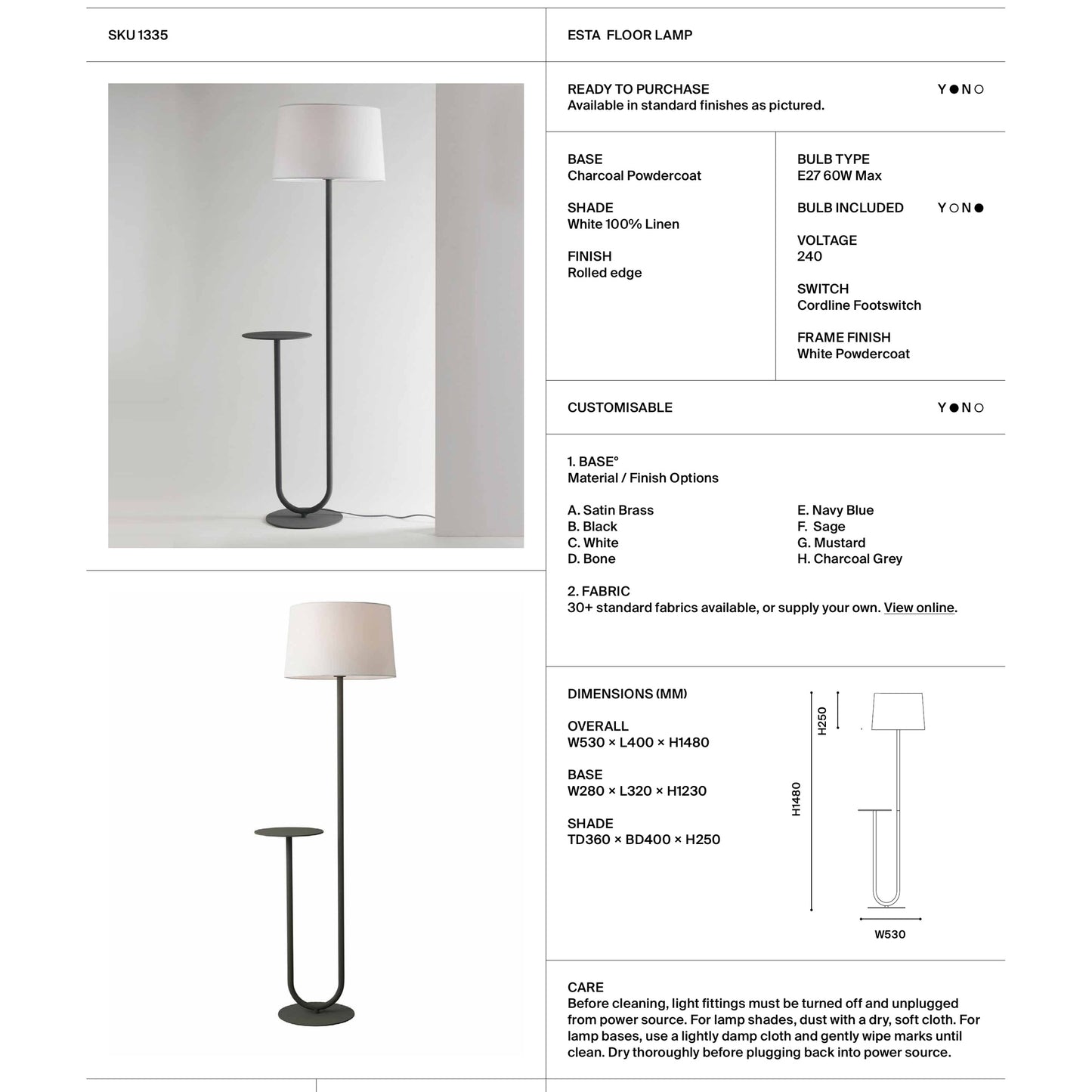 Esta Side Table Floor Lamp Floor Lamp Mayfield Lighting